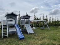 Plac zabaw drewniany DORI PLUS ślizg piaskownica ścianka huśtawka duży