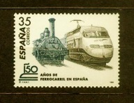 HISZPANIA ** LOKOMOTYWY, 150 lecie hiszpańskich kolei Mi 3427