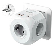 Rozgałęźnik złodziejka ładowarka sieciowa LENCENT 7 w1 (2xUsb, 1xUsb C 20W)