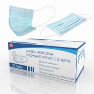 Maska chirurgiczna trójwarstwowa niebieska 50 szt.