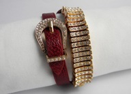 ORYGINALNA BRANSOLETKA PASEK SKÓRZANY CYRKONIE