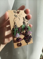 Kolczyki fairycore - fioletowe kwiaty - rękodzieło, szkło, stal nierdzewna