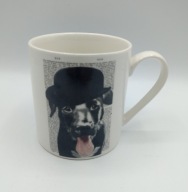 Angielski pies z melonikiem, czarny z biały krawat