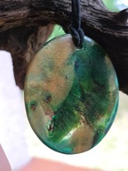 Naszyjnik Boho 7cm rękodzieło zielony z żywicy jak obrazek