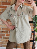 FrankoniaJagd koszula lniana haft retro Vintage duży rozmiar 46