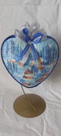 Bombka serce ręcznie zdobiona 15 CM decoupage SD44