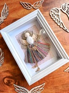 Ramka 3D Aniołek Makrama na prezent BOHO anioł w ramce