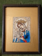 Obraz na szkle - Matka Boska z Dzieciątkiem / ręcznie malowany