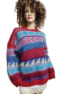 SWETER bardzo ciepły swobodny MOHEROWY kolorowy 42/44