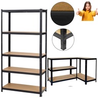 REGAŁ MAGAZYNOWY METALOWY 1325KG CZARNY 180x90x40cm GARAŻ PIWNICA MOCNY