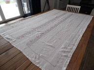 BIAŁY OBRUS WYKOŃCZONY MEREŻKĄ HAFT MASZYNOWY 127 x 195