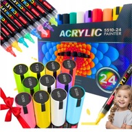ZESTAW 24 SZTUK MARKERY AKRYLOWE PISAKI MAZAKI FLAMASTRY JUPAI WODOODPORNE