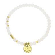 83576 Bransoletka złota stal chirurgiczna koraliki naturalne blaszka