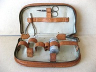 Polskie ZABYTKOWE ETUI na PRZYBORY TOALETOWE do GOLENIA Oficer WP 1939
