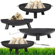 DUŻE PALENISKO OGRODOWE 70cm SOLIDNE CZARNE STALOWE Z PORZĄDNYMI UCHWYTAMI