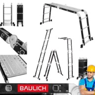 DRABINA ALUMINIOWA SKŁADANA PRZEGUBOWA ROZKŁADANA 4,19M PODEST 4X3 125KG