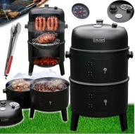 GRILL OGRODOWY WĘGLOWY WĘDZARNIA OGRODOWA Z TERMOMETREM 3W1 VL12