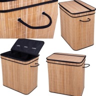 KOSZ NA PRANIE SKLADANY WIELOKOMOROWY DUZY BAMBUS POKRYWA UCHWYT 150L