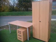 Biurko Assman 160 /80 z kontenerkiem i szafą klon