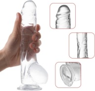 Dildo zabawka erotyczna przezroczyste z mocną przyssawką duży
