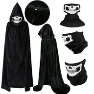 STRÓJ NA HALLOWEEN PELERYNA CZARNA CZAROWNICY CZARODZIEJA WAMPIR ZESTAW