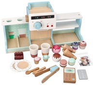 DREWNIANA KAWIARNIA EKSPRES DO KAWY ZABAWKA DLA DZIECI LODZIARNIA ZABAWKOWA