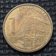 *SERBIA [1899]*1 dinar 2011 Budynek Banku Narodowego **moneta magnetyczna