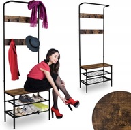 WIESZAK NA UBRANIA BUTY KURTKI CZARNY STOJAK STOJĄCY PODŁOGOWY LOFT PÓŁKI