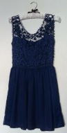 Sodamix śliczna sukienka granatowa koronka NOWA z metką Rozmiar 12 Unikat!