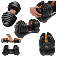 HANTEL ŻELIWNY REGULOWANY 24 KG Z PODSTAWKĄ GUMOWANY PREMIUM CIĘŻARKI