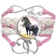 Skórzana bransoletka - Koń - regulowana długość - oczko 25mm