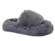 Kapcie domowe damskie miękkie futrzane grafitowy