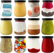 SŁOICZKI 100ML 12 SZT SZKLANE Z ZAKRĘTKĄ SZCZELNE DO DESERÓW PRZYPRAW