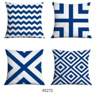 Poszewki na poduszki 4szt 45x45cm niebieskie wzory geometryczne 45272