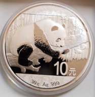 Chińska Panda 1 oz Moneta Srebro 10 Yuan Ag 999 2016