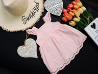 Lindex - letnia pudrowa sukienka hafty r 62