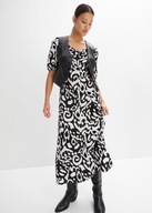 Tanio!_NOWA 199zł TWARZOWA czarno-biała sukienka maxi_WYGODNA z lycrą_44/46