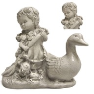 DUŻA OSŁONKA DONICZKA DEKORACYJNA DZIEWCZYNA Z GĄSKĄ KWIATY PREZENT