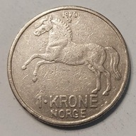 NORWEGIA - 1 KORONA 1970 - KOŃ
