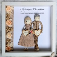 Prezent na Dzień Babci i Dziadka dla Dziadków Makrama Ramka rodzinna z Imie