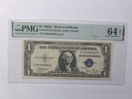 1 dolar 1935C USA silver certificate PMG 64 EPQ blok EE