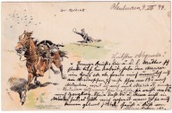 Ułan Niemiecki ranny z meldunkiem koń 1897r. C. Becker