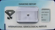 BRYLANT 0.113 ct VVS2 E 3,24 mm Certyfikat IGI Diament