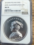50 zł SSA Aleksander Jagiellończyk 2016 NGC MS 70 MAX NOTA IDEAŁ