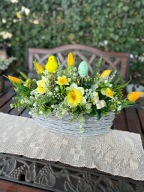 Kompozycja stroik wiosenny Wielkanoc ozdoba do domu na grób