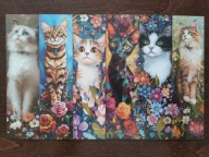 Zakładka do książki KOTY Kot Słodkie Urocze Kotki Sweet Cats Kwiaty 6 szt