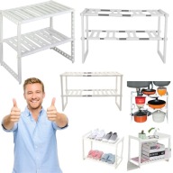 PÓŁKA REGULOWANA MINGXUAN BIAŁA 2-POZIOMOWA REGAŁ POD ZLEW STOJĄCA 50-70 cm