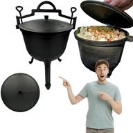 KOCIOŁEK ŻELIWNY GARNEK MYŚLIWSKI WĘGIERSKI PIECZONKI 10L NA OGNISKO GRILL