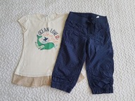 Cool Club bluzka z wielorybkiem spodnie granat w kropki roz 128