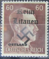 Niemcy stary znaczek z nadrukiem okupacja Litwy (1/1